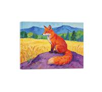 OZPWBVY Animaux Impressions sur Toile-Montagne Fox Field-Moderne Tableau Décoration Murale-Image Muraux Salon Prête à Accrocher 80x105cm Encadrée