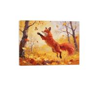 OZPWBVY Animaux Impressions sur Toile-Renard dans forêt automne-Moderne Tableau Décoration Murale-Image Muraux Salon Prête à Accrocher 50x65cm Encadrée