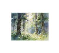 OZPWBVY Aquarelle Forêt Impression sur Toile-Fleurs Arbre 5-Abstrait Paysage Tableau-Nature Décoration Murale Salon Chambre 90x117cm Sans Cadre