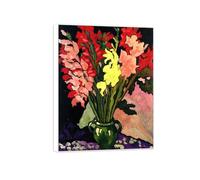 OZPWBVY Cadre Blanc Impression sur Toile Fleur Célèbre Peinture Reproduction-Tableau Décoration Murale Salon-Bouquet of Gladiolas-Affiche 30x40cm12x16in