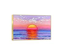 OZPWBVY Cadre Doré Impressions sur Toile Paysage-Coucher Soleil Mer violet bleu-Tableau Décoration Murale-Image Muraux Chambre 20x30cm8x12in