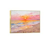 OZPWBVY Cadre Doré Impressions sur Toile Paysage-Mer Plage Coucher Soleil-Tableau Décoration Murale-Image Muraux Chambre 80x105cm31x41in