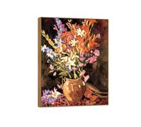 OZPWBVY Cadre en Bois Impression sur Toile Fleur Célèbre Peinture Reproduction-Tableau Décoration Murale Salon-Bouquet of Fleurs 5-Affiche 80x105cm31x41in