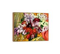 OZPWBVY Cadre en Bois Impression sur Toile Fleur Célèbre Peinture Reproduction-Tableau Décoration Murale Salon-Bouquet of Fleurs-Affiche 80x95cm31x37in