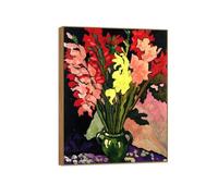 OZPWBVY Cadre en Bois Impression sur Toile Fleur Célèbre Peinture Reproduction-Tableau Décoration Murale Salon-Bouquet of Gladiolas-Affiche 60x80cm24x31in