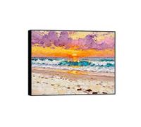 OZPWBVY Cadre Noir Impressions sur Toile Paysage-Mer Plage Nuages Coucher Soleil-Tableau Décoration Murale-Image Muraux Chambre 80x105cm31x41in