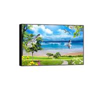 OZPWBVY Cadre Noir Impressions sur Toile Paysage-OiMerux Mer Prairie-Tableau Décoration Murale-Image Muraux Chambre 40x60cm16x24in