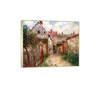 OZPWBVY Célèbre D'art Mural Paysage Tableau-Impression sur Toile-Rue du village-Cadre Argenté Image Decoration Salon Salle de Bain 30x35cm