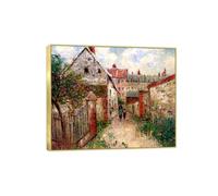 OZPWBVY Célèbre D'art Mural Paysage Tableau-Impression sur Toile-Rue du village-Cadre Doré Image Decoration Salon Salle de Bain 30x35cm