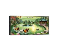 OZPWBVY Chinoiserie Impressions sur Toile Paysage Tableau-cheval pont lac-Nature Image-Cadre Noir Décoration Murale Salon 65x130cm25x51in