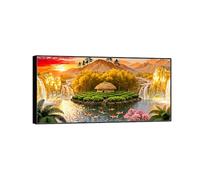 OZPWBVY Chinoiserie Impressions sur Toile Paysage Tableau-Fish-arbre lac automne-Nature Image-Cadre Noir Décoration Murale Salon 65x130cm25x51in