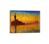 OZPWBVY Claude Monet Célèbre D'art Mural Impression sur Toile Prête à Accrocher-Venise du crépuscule-Cadre en Bois Tableau Decoration Salon 90x117cm35x46in