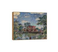 OZPWBVY David Burliuk Célèbre D'art Mural Impression sur Toile Prête à Accrocher-Riverhead New York-Cadre en Bois Tableau Decoration Salon 90x108cm35x42in