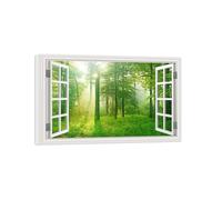 OZPWBVY Fausse Fenêtre Paysage Impression sur Toile-Forêt Arbre-Moderne Affiche-Nature Tableau Décoration Salon Prête Accrocher 40x65cm Encadrée