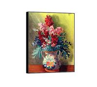 OZPWBVY Fleurs Tableau sur Toile-Vintage Décoration Murale-Nature morte 2-Cadre Noir Impression Image Salon Prête à Accrocher 30x40cm