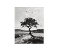 OZPWBVY Noir et Blanc Paysage Tableau Abstrait Impression sur Toile-Arbre Solitaire 6-Texturé Décoration Murale Salon Chambre 40x50cm Sans Cadre