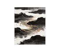 OZPWBVY Noir et Blanc Paysage Tableau Abstrait Impression sur Toile-Mer Vagues-Texturé Décoration Murale Salon Chambre 50x60cm Sans Cadre