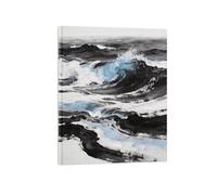 OZPWBVY Noir et Blanc Paysage Tableau Mural-Bleu Mer Waves 7-Minimaliste Impression sur Toile-Décoration Murale Salon Prête à Accrocher 40x50cm Encadrée