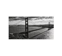 OZPWBVY Noir et Blanc Paysage Tableau Mural-Mer Pont Skyline-Minimaliste Impression sur Toile-Décoration Murale Salon 30x60cm Sans Cadre
