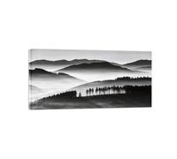 OZPWBVY Noir et Blanc Paysage Tableau Mural-Montagne Brumeuse-Impression sur Toile-Décoration Murale Salon Chambre Intérieur Prête à Accrocher 30x60cm Encadrée
