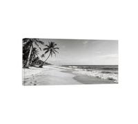 OZPWBVY Noir et Blanc Paysage Tableau Mural-Plage Mer Palmier 3-Minimaliste Impression sur Toile-Décoration Murale Prête à Accrocher 30x60cm Encadrée