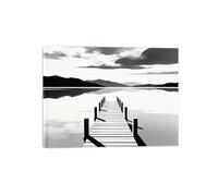 OZPWBVY Noir et Blanc Paysage Tableau Mural-Pont lac-Impression sur Toile-Décoration Murale Salon Chambre Intérieur Prête à Accrocher 90x117cm Encadrée