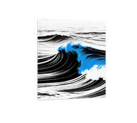 OZPWBVY Noir et Blanc Paysage Tableau Mural-Vagues Mer Bleu 13-Minimaliste Impression sur Toile-Décoration Murale Salon Prête à Accrocher 30x35cm Encadrée