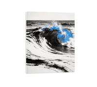 OZPWBVY Noir et Blanc Paysage Tableau Mural-Vagues Mer Bleu 20-Minimaliste Impression sur Toile-Décoration Murale Salon Prête à Accrocher 40x50cm Encadrée
