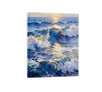 OZPWBVY Paysage Tableau Mer Wave Impression sur Toile 40x50cm Encadrée