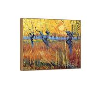OZPWBVY Vincent van Gogh Célèbre D'art Mural Impression sur Toile Prête à Accrocher-Saule avec soleil couchant-Cadre en Bois Tableau Decoration Salon 50x55cm20x21in