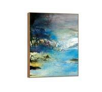 OZPWBVY Zao Wou-Ki Impression sur Toile Prête à Accrocher-Célèbre Tableau-04.01.82-Moderne Décoration Cadre en Bois Image 70x90cm27x35in