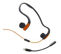 OZSSD Casque filaire à conduction osseuse, casque ouvert avec câble adaptateur amplificateur de type C, casque résistant à la transpiration pour la course, le cyclisme, la randonnée, orange