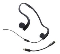 OZSSD Casque filaire à conduction osseuse, casque ouvert avec câble adaptateur amplificateur de type C, casque résistant à la transpiration pour la course, le cyclisme, la randonnée, noir