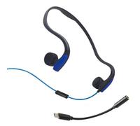 OZSSD Casque filaire à conduction osseuse, casque ouvert avec câble adaptateur amplificateur de type C, casque résistant à la transpiration pour la course, le cyclisme, la randonnée, bleu