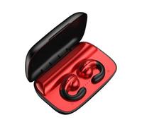 OZSSD Casque sans fil Bluetooth 5.0 avec crochet d'oreille et étui de chargement 2200 mAh pour course à pied, conduite, cyclisme, rouge