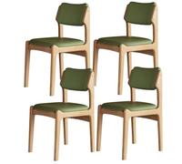 OZSSLJJ Chaise de Salle à Manger en chêne sans accoudoirs, avec Dossier incurvé et siège rembourré, Largeur 48 cm, Confortable et Durable, adaptée(Log+Green,4)