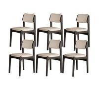 OZSSLJJ Chaise de Salle à Manger en chêne sans accoudoirs, avec Dossier incurvé et siège rembourré, Largeur 48 cm, Confortable et Durable, adaptée(Black+Beige,6)