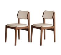 OZSSLJJ Chaise de Salle à Manger en chêne sans accoudoirs, avec Dossier incurvé et siège rembourré, Largeur 48 cm, Confortable et Durable, adaptée(Walnut+Beige,2)