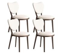 OZSSLJJ Ensemble de 4 chaises de Salle à Manger Simples en Bois Massif, Dossier en Forme de cœur + Coussin en Cuir, adapté au Salon, café, Chambre à Coucher(Dark Walnut+White,4)