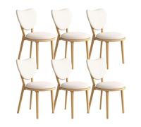 OZSSLJJ Ensemble de 4 chaises de Salle à Manger Simples en Bois Massif, Dossier en Forme de cœur + Coussin en Cuir, adapté au Salon, café, Chambre à Coucher(Log+White,6)