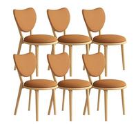 OZSSLJJ Ensemble de 4 chaises de Salle à Manger Simples en Bois Massif, Dossier en Forme de cœur + Coussin en Cuir, adapté au Salon, café, Chambre à Coucher(Log+Orange,6)
