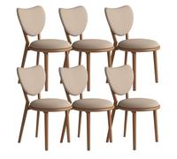 OZSSLJJ Ensemble de 4 chaises de Salle à Manger Simples en Bois Massif, Dossier en Forme de cœur + Coussin en Cuir, adapté au Salon, café, Chambre à Coucher(Light Walnut+Dark Khaki,6)