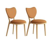 OZSSLJJ Ensemble de 4 chaises de Salle à Manger Simples en Bois Massif, Dossier en Forme de cœur + Coussin en Cuir, adapté au Salon, café, Chambre à Coucher(Log+Orange,2)