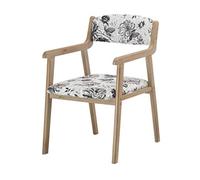 OZSSLJJ Kitchen Dining Chairs,Cotton and Linen Solid Wood Armchair Leisure Backrest Home Use Computer Chair(E)