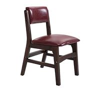 OZSSLJJ Kitchen Dining Chairs,Oil Wax Skin Solid Wood Chair Backrest Leisure Western Restaurant Hotel Bedroom Balcony Chair(Red,B)