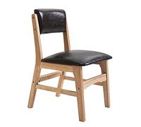 OZSSLJJ Kitchen Dining Chairs,Oil Wax Skin Solid Wood Chair Backrest Leisure Western Restaurant Hotel Bedroom Balcony Chair(Dark Brown,A)