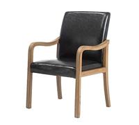 OZSSLJJ Kitchen Dining Chairs,Wooden Legs Backrest Chair Home Use Study with Armrests Leisure Hotel Chair(Black,A)