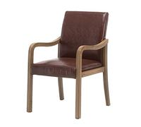 OZSSLJJ Kitchen Dining Chairs,Wooden Legs Backrest Chair Home Use Study with Armrests Leisure Hotel Chair(Brown,A)