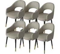OZSSLJJ Kitchen Kitchen Dining Chairs Set of 6 Artificial Leather Bedroom Marriage Room Balcony Sofa Chair Dressing Table Makeup Chair(Light Grey)