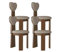 OZSSLJJ Lot de 2 chaises de Salle à Manger avec Dossier en Forme de cœur, Vintage, en Bois Massif, Assise de 45 cm de Large + Mousse Haute densité, Facile à Nettoyer, adaptée(Walnut+Dark Khaki,4)